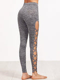 Sweatyrocks Leggings Yoga Workout Pants High Waist Cutout Tights Medium #1Grey