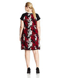 Taylor Dresses PlusSize Printed Cap Sleeve Fit And Flare Sweater Dress, Merlot, 1X