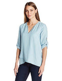 Asymmetric Hem Wrap Top, Chambray, M