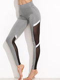 Sweatyrocks Color Block High Waisted Mesh Athletic Leggings For Yoga Gym Workout S