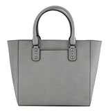 Michael Michael Kors Saffiano Blackmetallic Stud Large Tote Handbag Pearl Grey