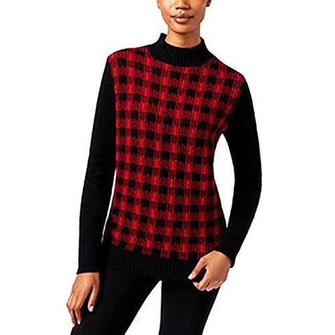 Karen Scott Plaid MockNeck Sweater Xlarge