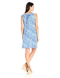 Jersey Medallion Floral Shift With Tie At Neck, Blue/Multi, 6
