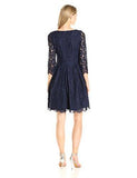 Eliza J Lace Fit And Flare Dress, Navy, 14