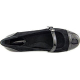 Aubree Cap Toe Leather Mary Jane Flats Black Suede Size 6