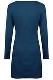 Creti Fashion Crew Neck Long Sleeve Loose T Shirt Tunic Dress, Medium, Navy