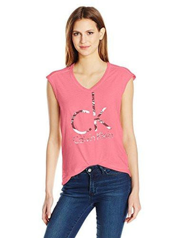 Jeans Short Sleeve Brushstroke Ck Foil Logo Tshirt Rapture Rose Large