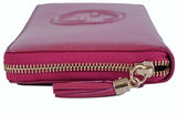 Gucci Soho Vernice Pink Patent Leather Zip Around Travel Wallet