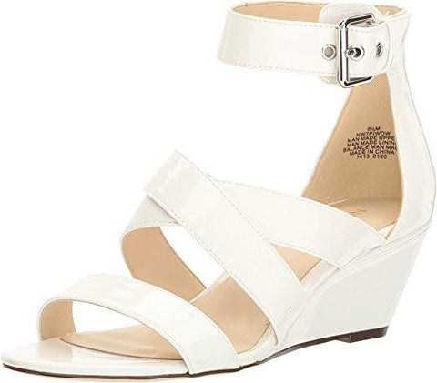 Nine West Piwow Patent Wedge Sandal White 85 M Us