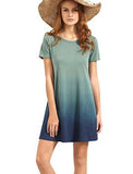 Romwe Tunic Swing Tshirt Dress Short Sleeve Tie Dye Ombre Dress Multicolor M