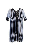 Blue ShortSleeve Lollipop LaceUp Shift Dress Xs