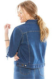 Plus Size Jacket Cropped Length Stretch Denim & Twill White18 W