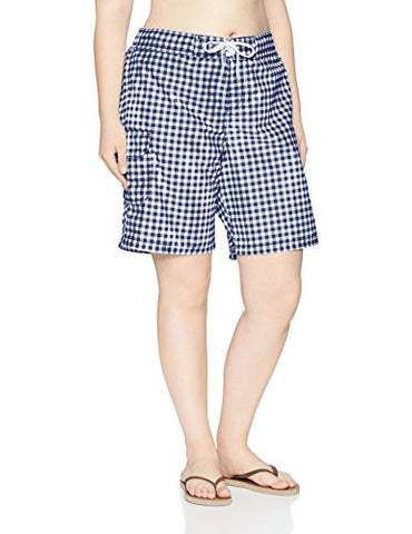 Kanu Surf Plus Size Lilly Upf 50 Active Check Swim Boardshort Navy 1X