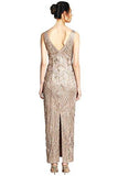 Beaded Soutache Column Evening Gown Dress