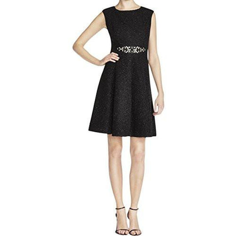 Eliza J S Textured Glitter Party Dress Black 14