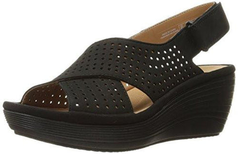 Reedly Variel Wedge Sandal Black Nubuck 7 M Us