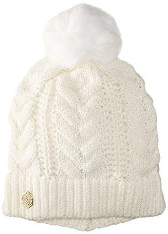 Vince Camuto Cable Cardigan Stitch Pom Hat Egret One Size