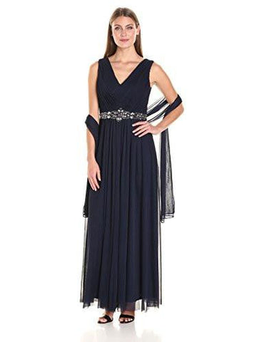 Basketweave Gown, Navy, 14