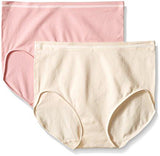 Ellen Tracy Seamless 2 Pack Full Brief Panty, Peony/Natural, Medium