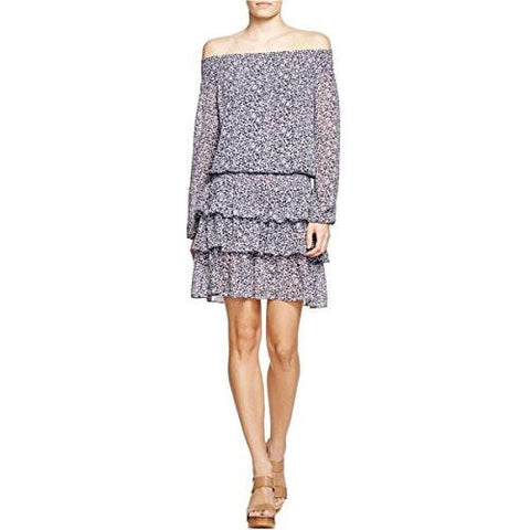 Michael Michael Kors Offtheshoulder Ruffled Dress In Navy Small