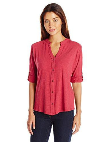 Silverwood Convertible Knit Shirt, Cranberry, Small