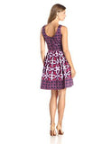 Taylor Dresses Sleeveless Multi Print Fit And Flare Dress, Sangria, 8