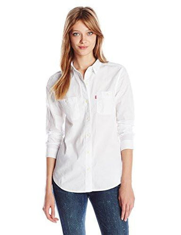 Workwear Boyfriend Shirt, White 100% Cotton, Medium