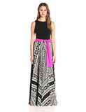 Scarf Print Maxi With Sash, Black/Ivory, 4