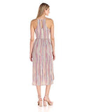 Bcbgeneration Stripe Midi Faux Wrap Dress Multi Color Combo Medium
