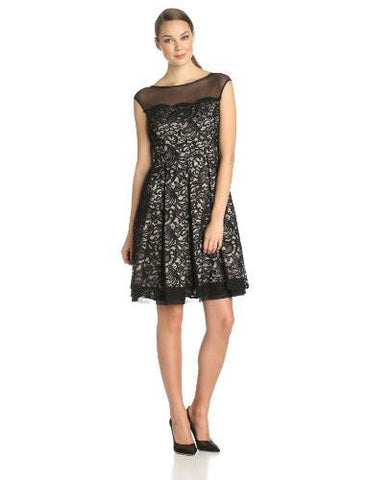 Eliza J Party Dress With Yoke Illusion, Black, 4