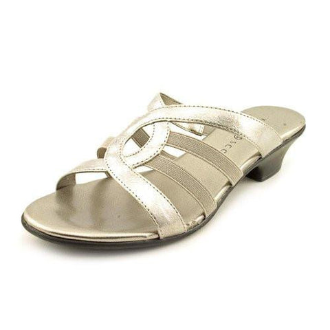 Emet Strappy Slide Sandals, Pewter, Size 6.0 Us