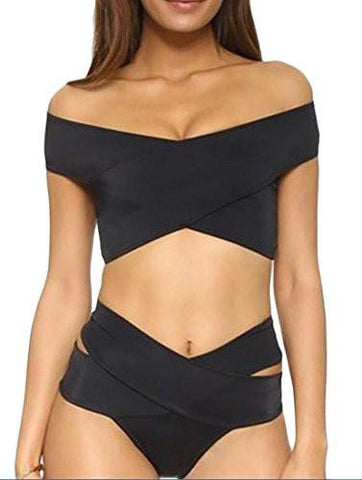 M2Mo Summer Off Shoulder High Waist 2 Piece Suit Two Us M