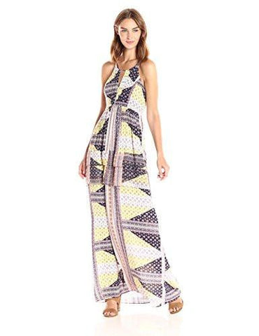 Bcbgeneration Tiered Front Cutout Maxi Dress Dark Navy Multi 10