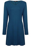 Creti Fashion Crew Neck Long Sleeve Loose T Shirt Tunic Dress, Medium, Navy
