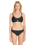 Kenneth Cole York Tough Luxe Crochet Stripe Bra Bikini Top With Key Hole Black Large