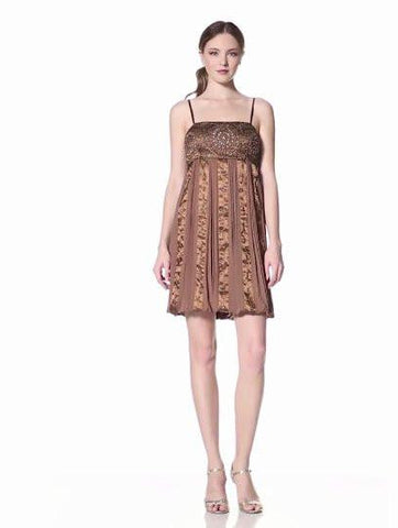 Bubble Dress With Beaded Bodice, Brown, 4 Us