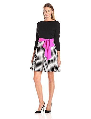 3/4 Sleeve Fit And Flare, Black, 4
