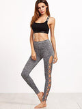Sweatyrocks Leggings Yoga Workout Pants High Waist Cutout Tights Medium #1Grey