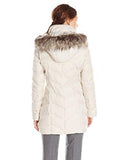 Kenneth Cole York Chevron Down Coat With Faux Fur Trim Frost Large