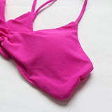 Mooskini Vintage Printing Bathing Suit Strappy Padded Bikini Set Beach Swimsuit M Pink