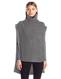 Turtle Neck Purl Poncho Grey Smoke One Size