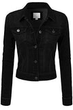 Fashion Boomy Button Down Long Sleeve Classic Outerwear Denim Jacket Large Black_Denim