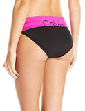 Calvin Klein Logo Wide Band Scoop Bikini Bottom Blackfuchsia L