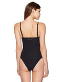 One Piece Swimsuit With Mesh Star Inset, Black, M