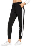 Sweatyrocks Drawstring Waist Striped Side Jogger Sweatpants With Pockets Black L