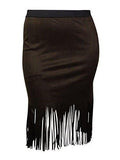 Faux Suede Fringe Skirt Brown Skirt