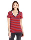 Slim VNeck Top, Melrose Flame Scarlet/Medieval Blue, Large