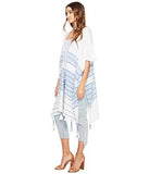 Multi Stripe Ruana With Beads Denim One Size