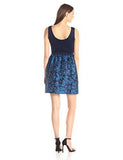 Taylor Dresses Printed Skirt Fit And Flare Dress, Navy Peacock, 12