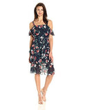 Flutter Sleeve Ruffle Dress, Navy, 4